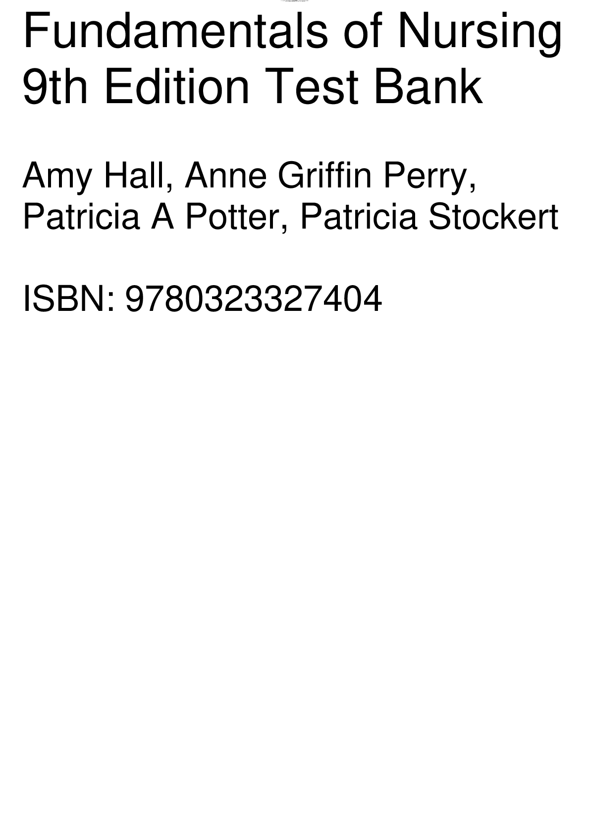 Preview image for Fundamentals of Nursing 9th Edition Test Bank